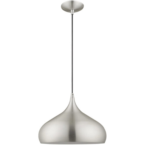 1 Light Brushed Aluminum Mini Pendant with Brushed Aluminum Metal Shade with Shiny White Finish Inside Shade-Lighting LumensPendant Lights