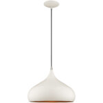 1 Light Shiny White Mini Pendant with Shiny White Metal Shade with Gold Finish Inside Shade-Lighting LumensPendant Lights