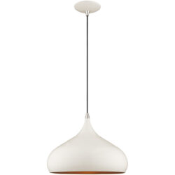 1 Light Shiny White Mini Pendant with Shiny White Metal Shade with Gold Finish Inside Shade-Lighting LumensPendant Lights