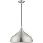 1 Light Brushed Aluminum Mini Pendant with Brushed Aluminum Metal Shade with Shiny White Finish Inside Shade-Lighting LumensPendant Lights