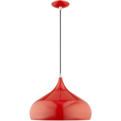 1 Light Shiny Red Mini Pendant with Shiny Red Metal Shade with Shiny White Finish Inside Shade-Lighting LumensPendant Lights