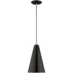 1 Light Shiny Black Mini Pendant with Shiny Black Metal Shade with Gold Finish Inside Shade-Lighting LumensPendant Lights