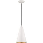 1 Light Shiny White Mini Pendant with Shiny White Metal Shade with Gold Finish Inside Shade-Lighting LumensPendant Lights