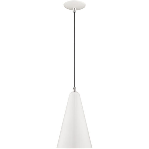 1 Light Shiny White Mini Pendant with Shiny White Metal Shade with Gold Finish Inside Shade-Lighting LumensPendant Lights