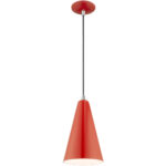 1 Light Shiny Red Mini Pendant with Shiny Red Metal Shade with Shiny White Finish Inside Shade-Lighting LumensPendant Lights