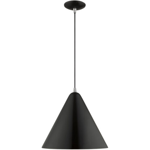 1 Light Shiny Black Mini Pendant with Shiny Black Metal Shade with Gold Finish Inside Shade-Lighting LumensPendant Lights