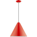 1 Light Shiny Red Mini Pendant with Shiny Red Metal Shade with Shiny White Finish Inside Shade-Lighting LumensPendant Lights