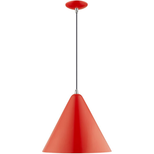 1 Light Shiny Red Mini Pendant with Shiny Red Metal Shade with Shiny White Finish Inside Shade-Lighting LumensPendant Lights