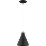 1 Light Black Mini Pendant with Black Metal Shade with Gold Finish Inside Shade-Lighting LumensPendant Lights