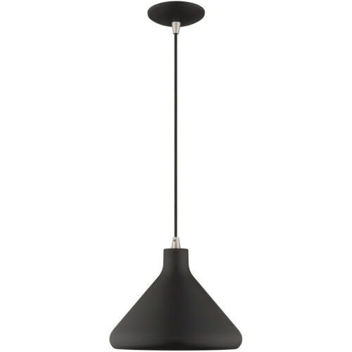 1 Light Black Mini Pendant with Black Metal Shade with Gold Finish Inside Shade-Lighting LumensPendant Lights