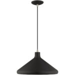 1 Light Black Mini Pendant with Black Metal Shade with Gold Finish Inside Shade-Lighting LumensPendant Lights