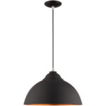 1 Light Black Mini Pendant with Black Metal Shade with Gold Finish Inside Shade-Lighting LumensPendant Lights