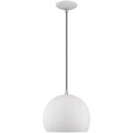 1 Light White Mini Pendant with White Metal Shade with Gold Finish Inside Shade-Lighting LumensPendant Lights