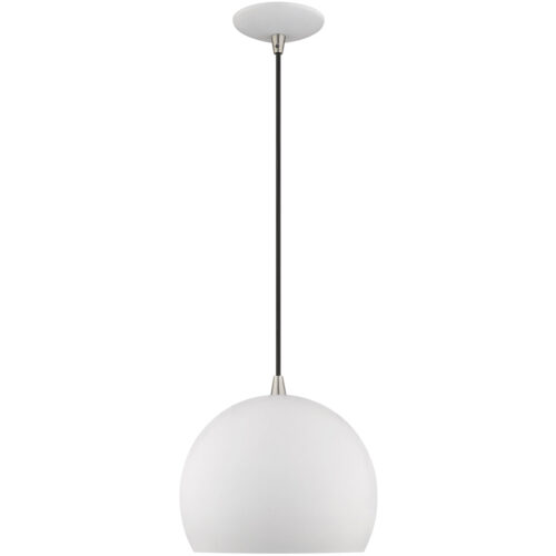 1 Light White Mini Pendant with White Metal Shade with Gold Finish Inside Shade-Lighting LumensPendant Lights