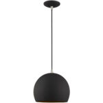 1 Light Black Mini Pendant with Black Metal Shade with Gold Finish Inside Shade-Lighting LumensPendant Lights