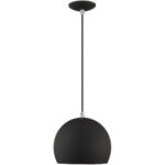 1 Light Black Mini Pendant with Black Metal Shade with Gold Finish Inside Shade-Lighting LumensPendant Lights