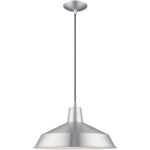 1 Light Brushed Aluminum Mini Pendant with Brushed Aluminum Metal Shade with Shiny White Finish Inside Shade-Lighting LumensPendant Lights