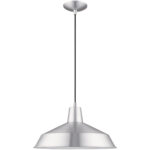 1 Light Brushed Aluminum Mini Pendant with Brushed Aluminum Metal Shade with Shiny White Finish Inside Shade-Lighting LumensPendant Lights