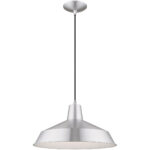 1 Light Brushed Aluminum Mini Pendant with Brushed Aluminum Metal Shade with Shiny White Finish Inside Shade-Lighting LumensPendant Lights