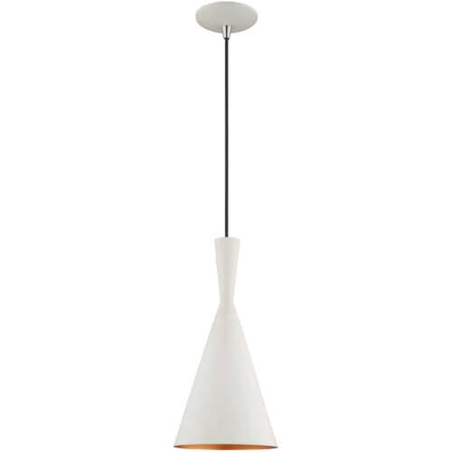 1 Light White Mini Pendant with White Metal Shade with Gold Finish Inside Shade-Lighting LumensPendant Lights