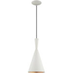 1 Light White Mini Pendant with White Metal Shade with Gold Finish Inside Shade-Lighting LumensPendant Lights