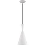 1 Light White Mini Pendant with White Metal Shade with Gold Finish Inside Shade-Lighting LumensPendant Lights