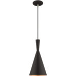 1 Light Black Mini Pendant with Black Metal Shade with Gold Finish Inside Shade-Lighting LumensPendant Lights