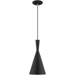 1 Light Black Mini Pendant with Black Metal Shade with Gold Finish Inside Shade-Lighting LumensPendant Lights