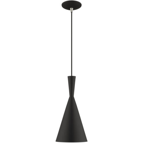 1 Light Black Mini Pendant with Black Metal Shade with Gold Finish Inside Shade-Lighting LumensPendant Lights