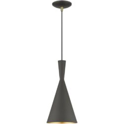 41185-07 1 Light Bronze Pendant with Antique Brass Finish Accents-Lighting LumensPendant Lights