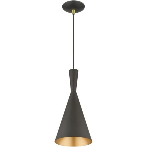 41185-07 1 Light Bronze Pendant with Antique Brass Finish Accents-Lighting LumensPendant Lights