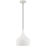 1 Light White Mini Pendant with White Metal Shade with Gold Finish Inside Shade-Lighting LumensPendant Lights