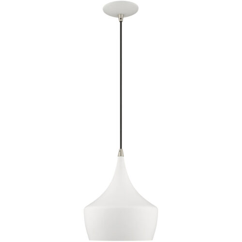 1 Light White Mini Pendant with White Metal Shade with Gold Finish Inside Shade-Lighting LumensPendant Lights