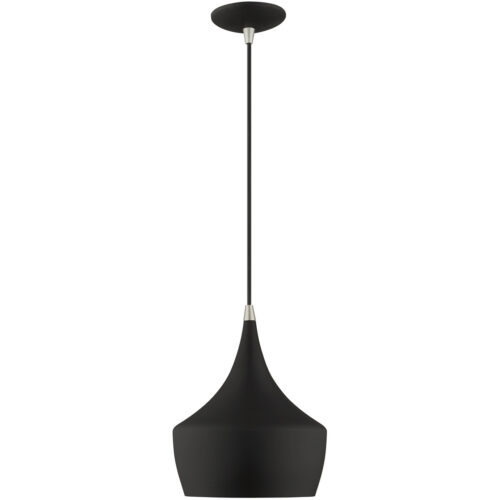 1 Light Black Mini Pendant with Black Metal Shade with Gold Finish Inside Shade-Lighting LumensPendant Lights