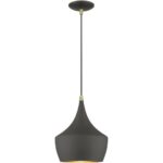 41186-07 1 Light Bronze Pendant with Antique Brass Finish Accents-Lighting LumensPendant Lights