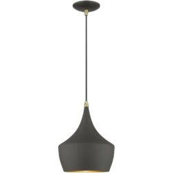 41186-07 1 Light Bronze Pendant with Antique Brass Finish Accents-Lighting LumensPendant Lights