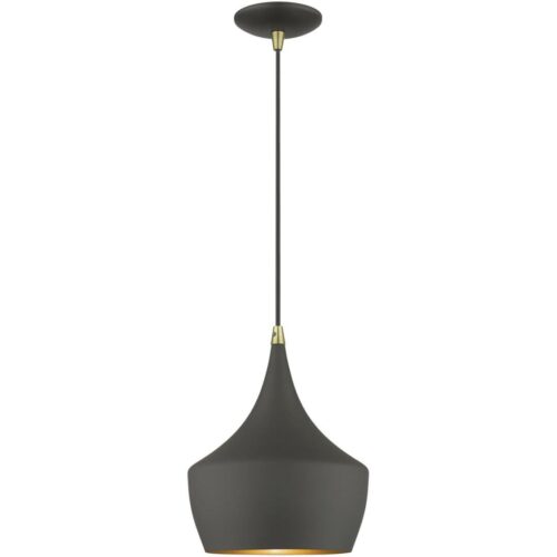 41186-07 1 Light Bronze Pendant with Antique Brass Finish Accents-Lighting LumensPendant Lights