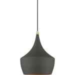 41186-07 1 Light Bronze Pendant with Antique Brass Finish Accents-Lighting LumensPendant Lights