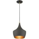 41186-07 1 Light Bronze Pendant with Antique Brass Finish Accents-Lighting LumensPendant Lights