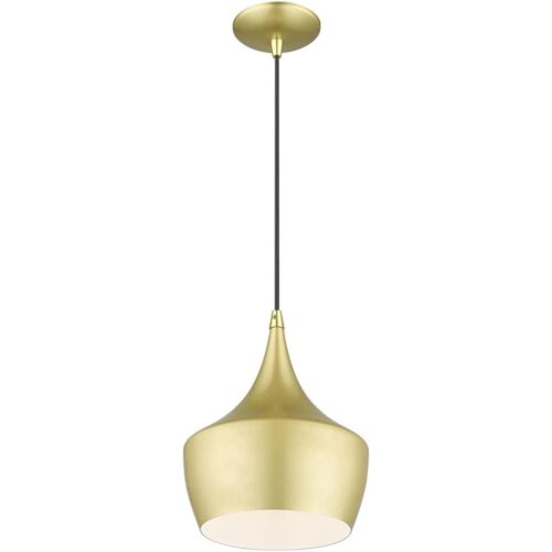 41186-33 1 Light Soft Gold Pendant with Polished Brass Finish Accents-Lighting LumensPendant Lights