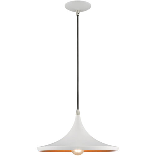 1 Light White Mini Pendant with White Metal Shade with Gold Finish Inside Shade-Lighting LumensPendant Lights