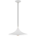 1 Light White Mini Pendant with White Metal Shade with Gold Finish Inside Shade-Lighting LumensPendant Lights