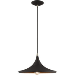 1 Light Black Mini Pendant with Black Metal Shade with Gold Finish Inside Shade-Lighting LumensPendant Lights