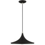 1 Light Black Mini Pendant with Black Metal Shade with Gold Finish Inside Shade-Lighting LumensPendant Lights