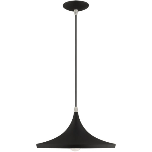 1 Light Black Mini Pendant with Black Metal Shade with Gold Finish Inside Shade-Lighting LumensPendant Lights