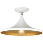 41189-03 1 Light White Semi-Flush with Brushed Nickel Finish Accents-Lighting LumensSemi Flush