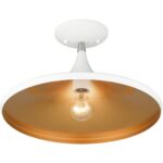 41189-03 1 Light White Semi-Flush with Brushed Nickel Finish Accents-Lighting LumensSemi Flush