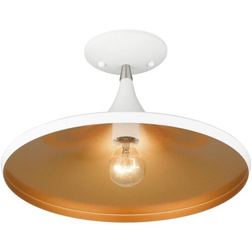 41189-03 1 Light White Semi-Flush with Brushed Nickel Finish Accents-Lighting LumensSemi Flush