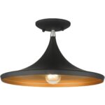 41189-04 1 Light Black Semi-Flush with Brushed Nickel Finish Accents-Lighting LumensSemi Flush