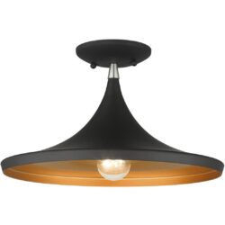 41189-04 1 Light Black Semi-Flush with Brushed Nickel Finish Accents-Lighting LumensSemi Flush